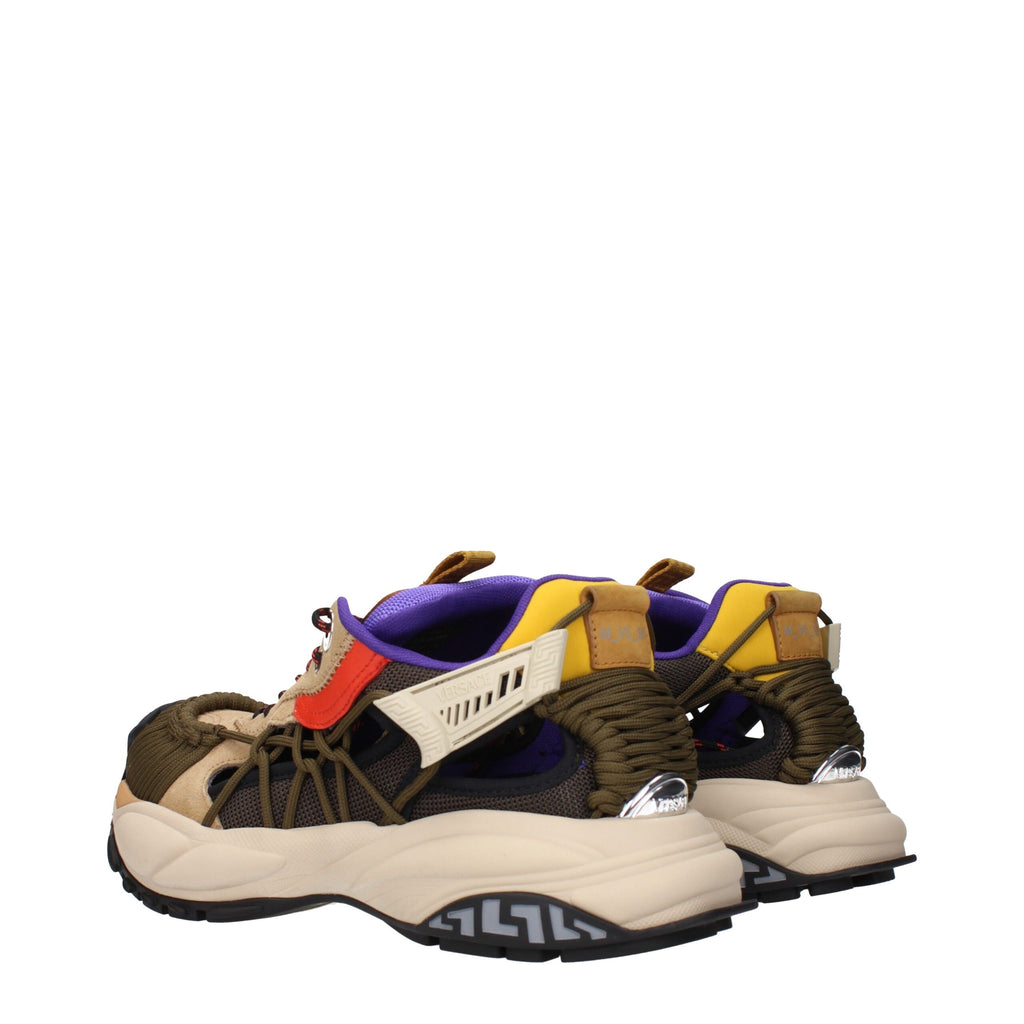 Beige Leather Athletic Sneakers Versace