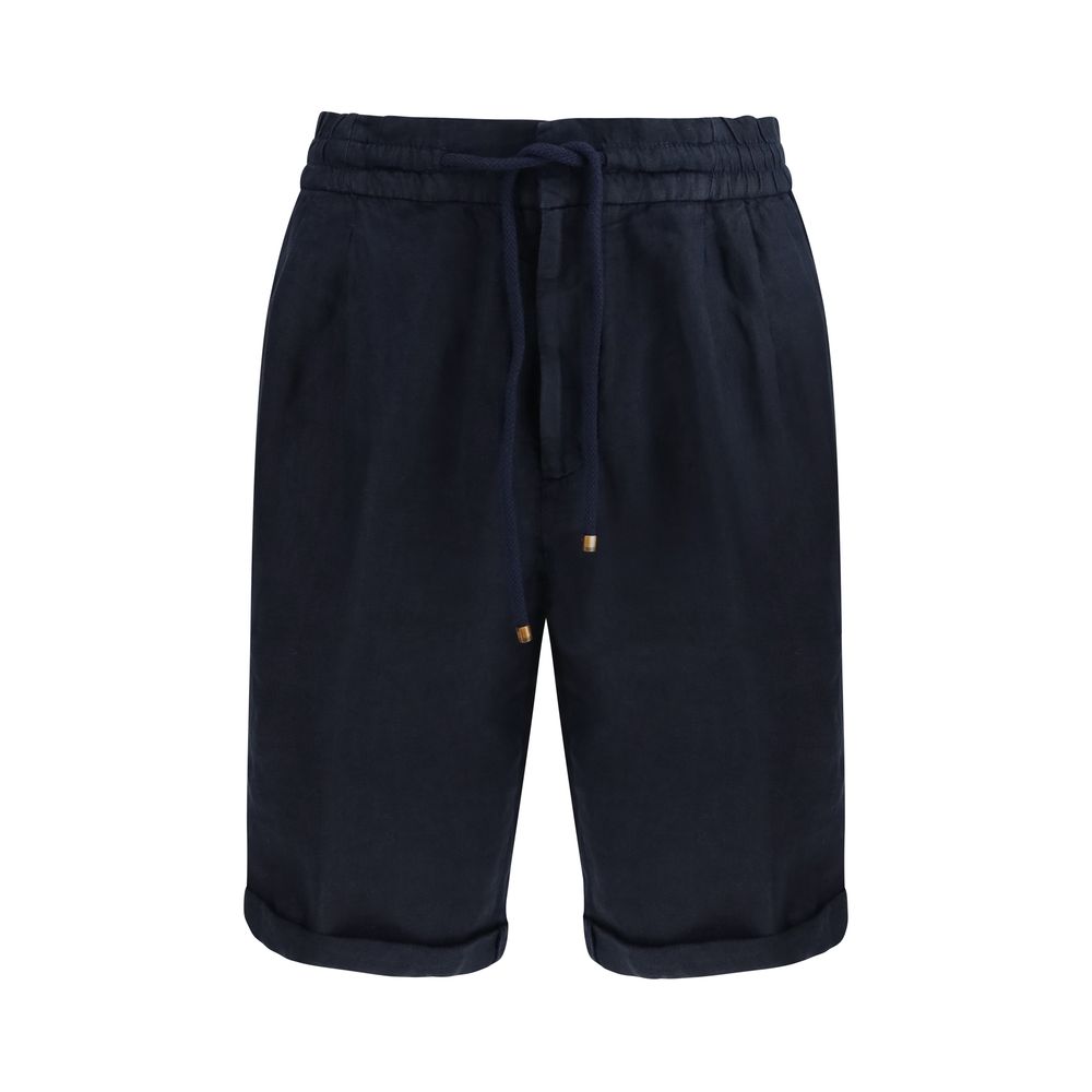 Blue Linen Bermuda Shorts Brunello Cucinelli
