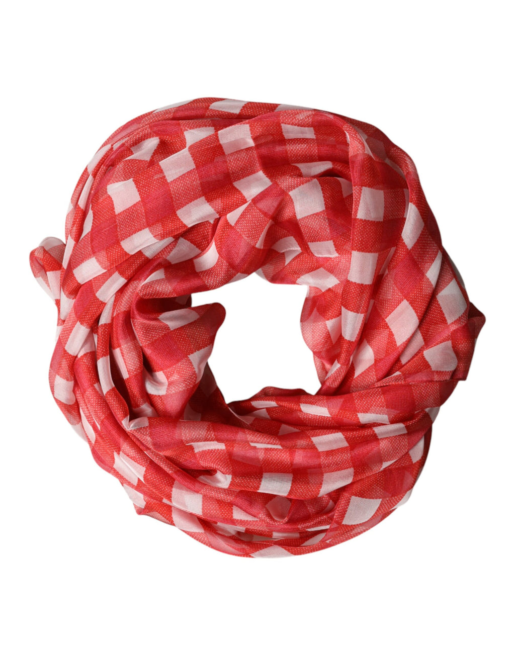 Red Checkered Stole Neck Wrap Shawl Scarf Dolce & Gabbana