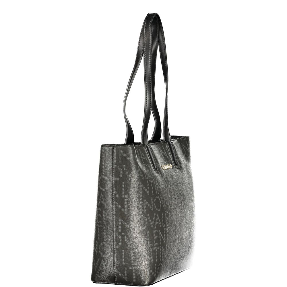 "Black Polyurethane Women Handbag with Internal Pockets" Mario Valentino