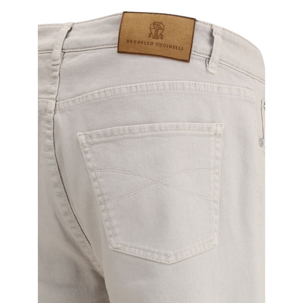 Beige Cotton Straight - Leg Jeans - BrandLuxe Outlet