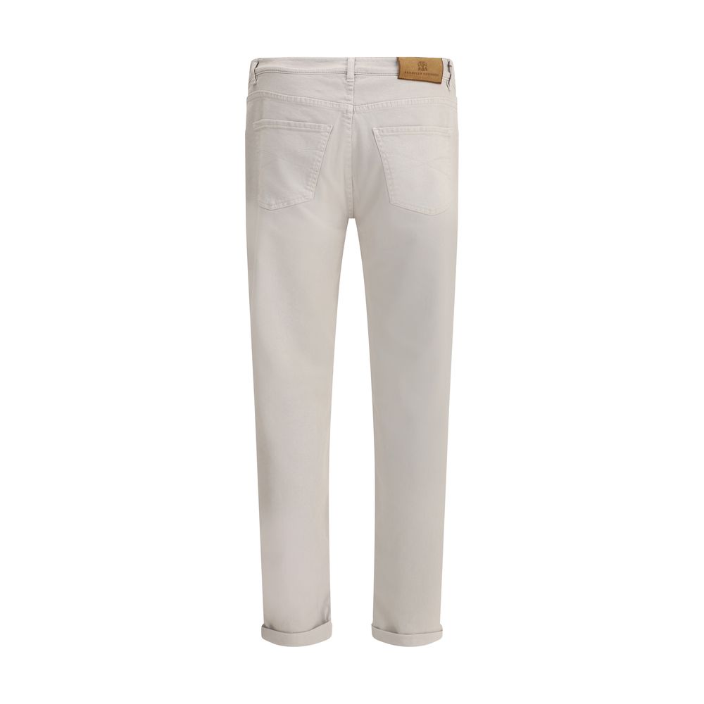 Beige Cotton Straight - Leg Jeans - BrandLuxe Outlet