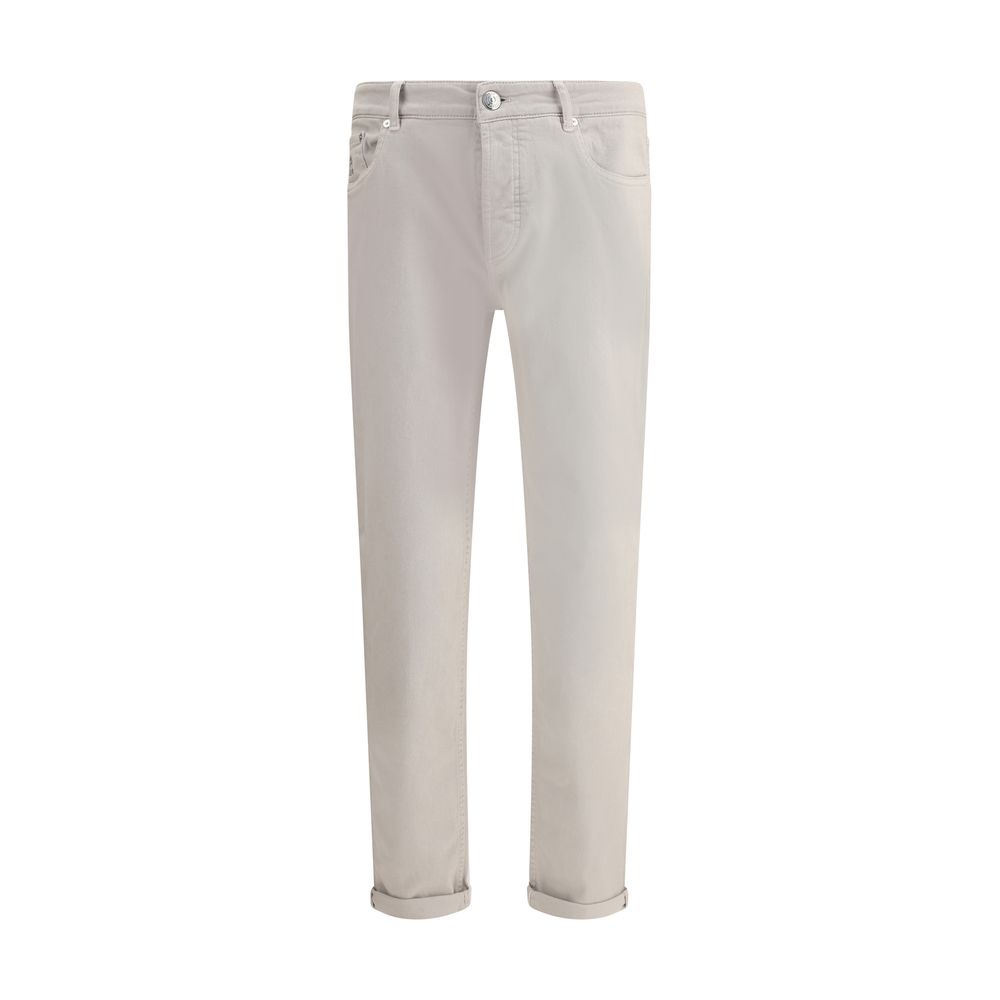 Beige Cotton Straight - Leg Jeans - BrandLuxe Outlet