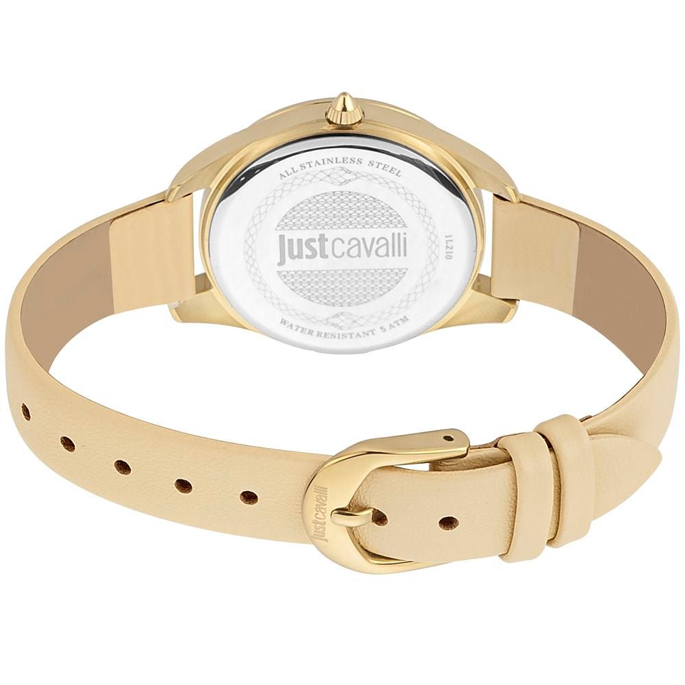 Beige Leather Dress Watch - BrandLuxe Outlet