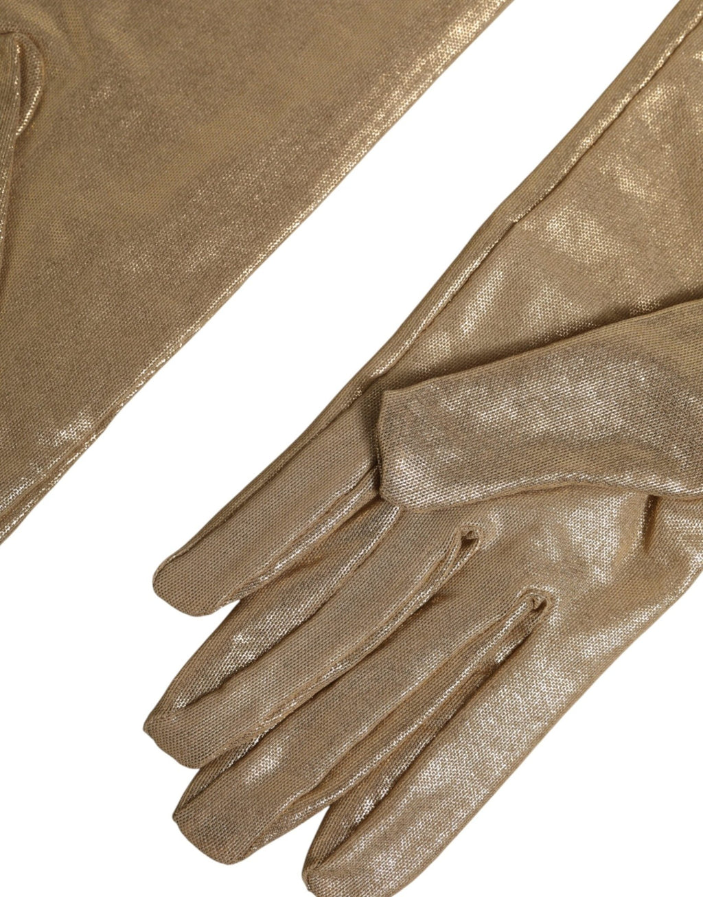 Beige Nylon Long Elbow Length Mitten Gloves - BrandLuxe Outlet