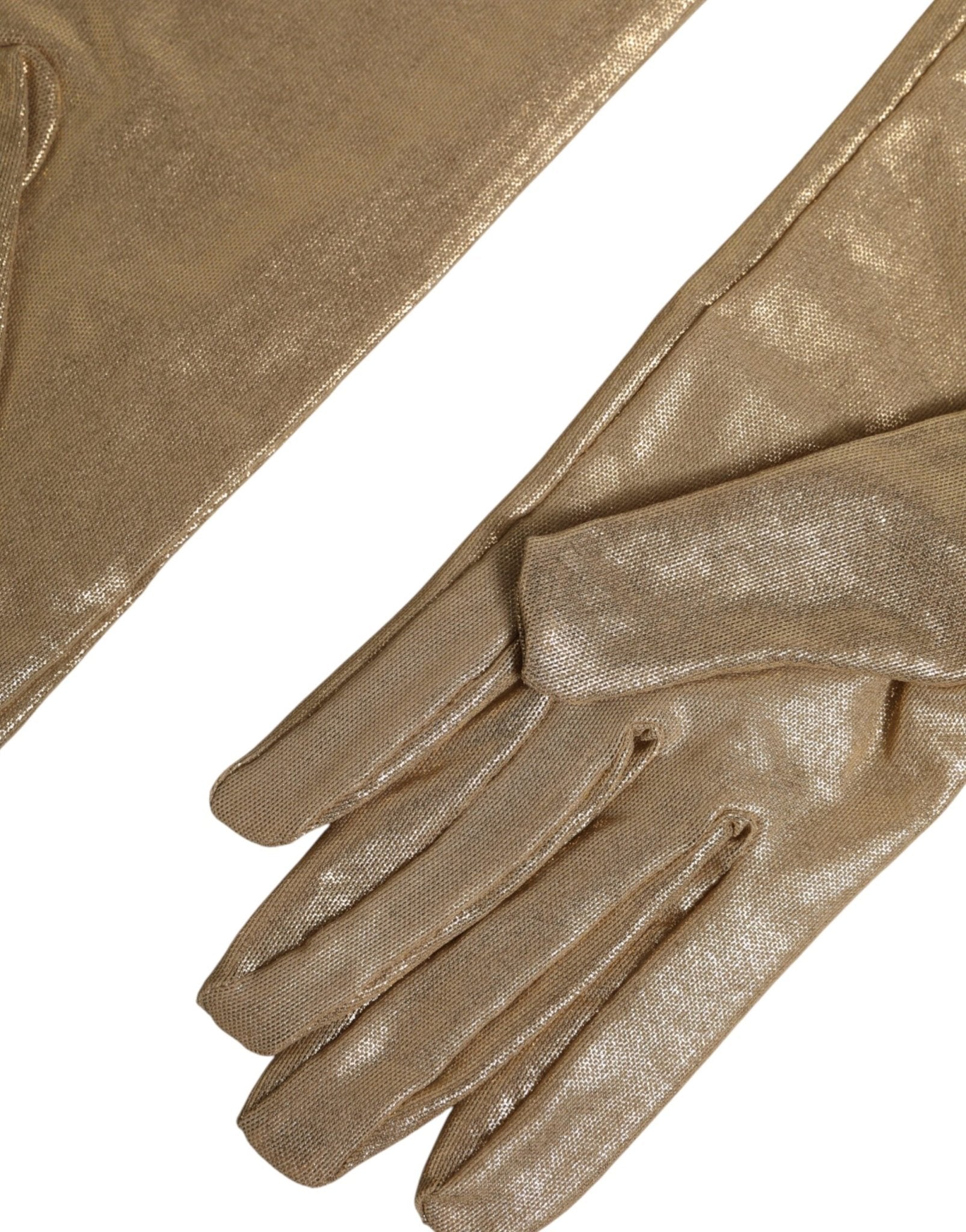 Beige Nylon Long Elbow Length Mitten Gloves - BrandLuxe Outlet