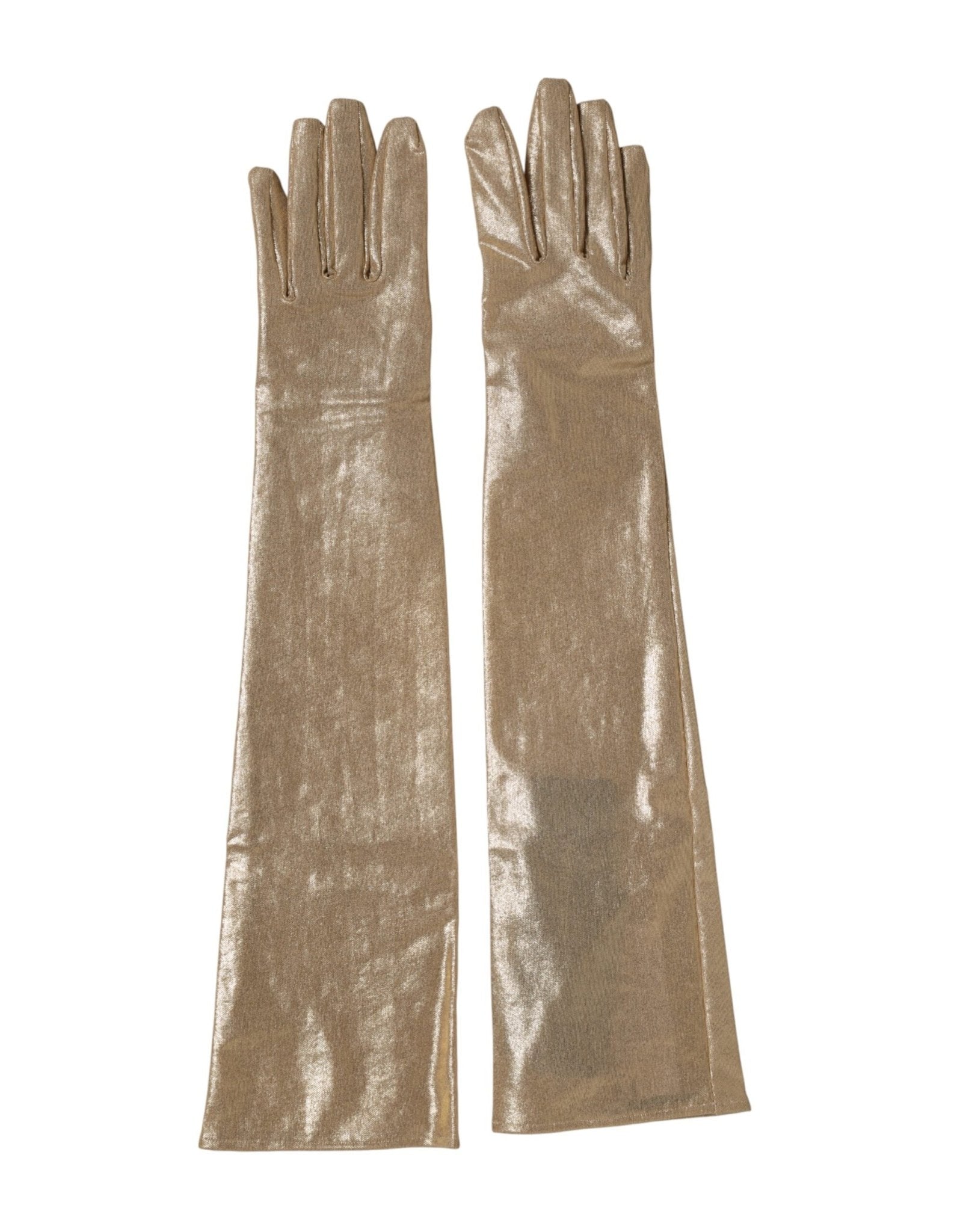 Beige Nylon Long Elbow Length Mitten Gloves - BrandLuxe Outlet